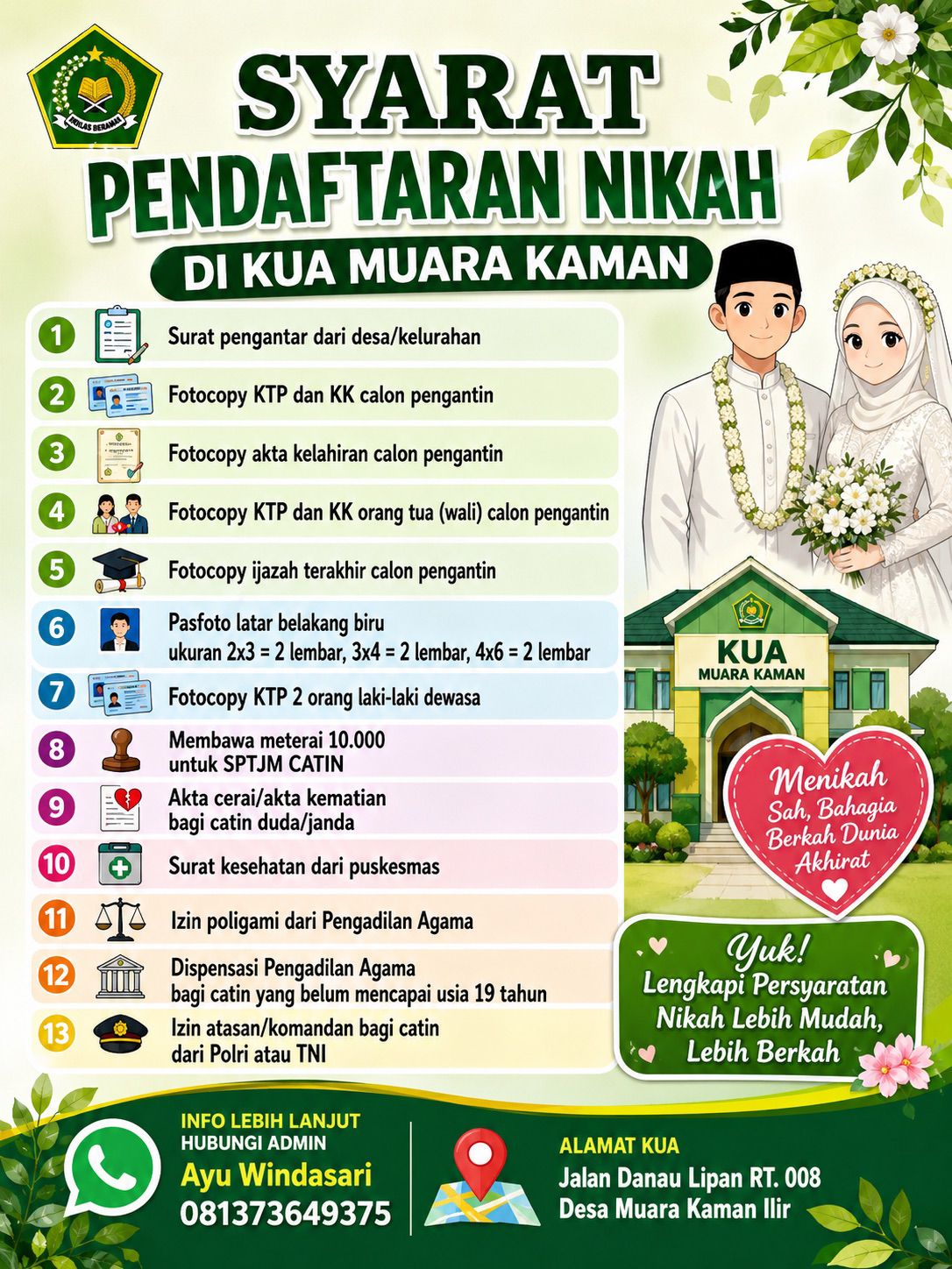 Syarat Pendaftaran Nikah KUA Muara Kaman